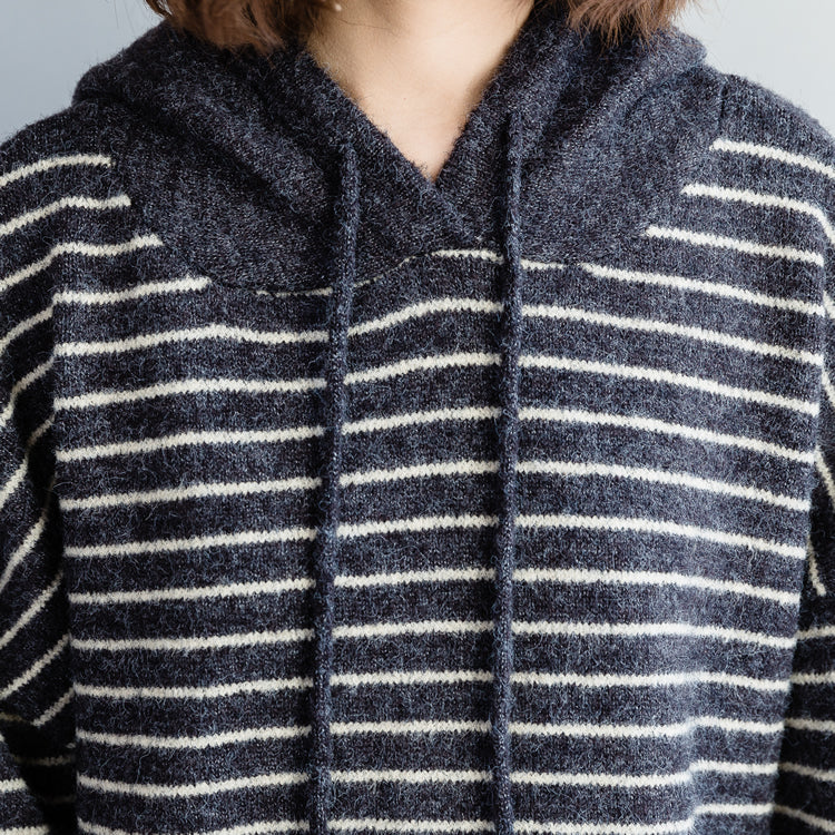 Brown Striped Sweater Aesthetic Quotes Funny Hooded Knitwear