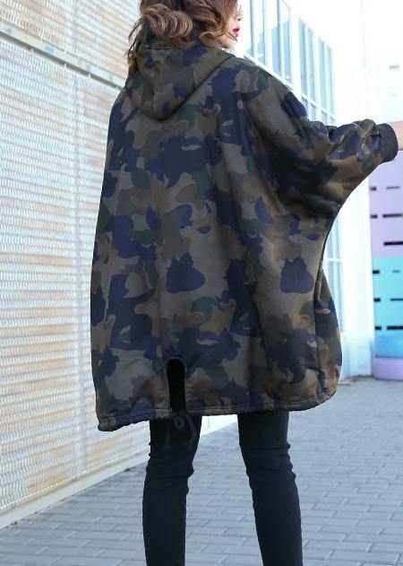 Camouflage Fine Coats Photography High Neck Button Down Fall Coats