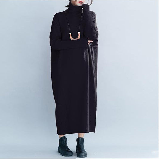 Loose High Neck Maxi Sweater Dresses