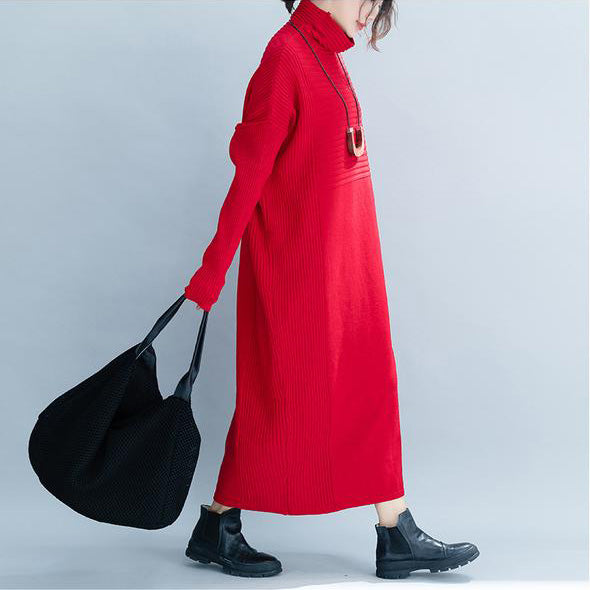 Loose High Neck Maxi Sweater Dresses