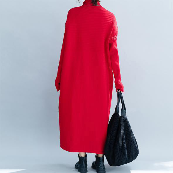 Loose High Neck Maxi Sweater Dresses