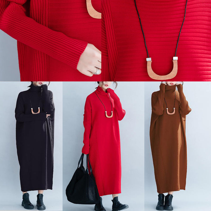 Loose High Neck Maxi Sweater Dresses