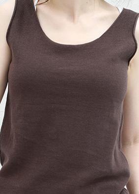 Chocolate Cotton Long Shirts Sleeveless Loose Summer Top