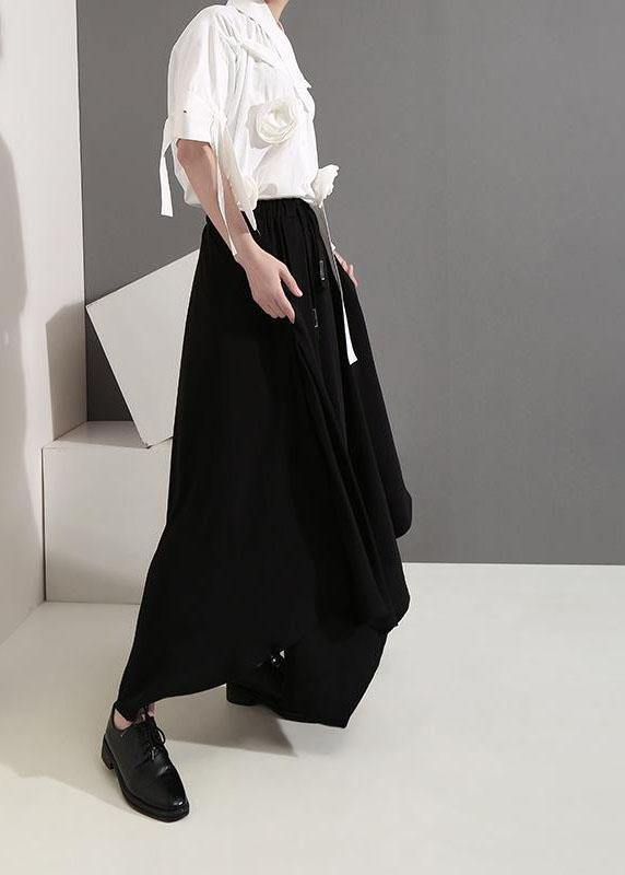 Clothes Summer Draped Black Wide Leg Pants