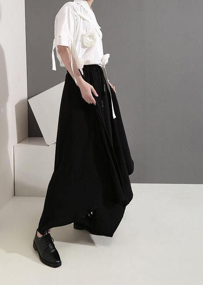 Clothes Summer Draped Black Wide Leg Pants