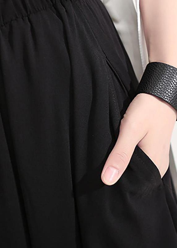 Clothes Summer Draped Black Wide Leg Pants