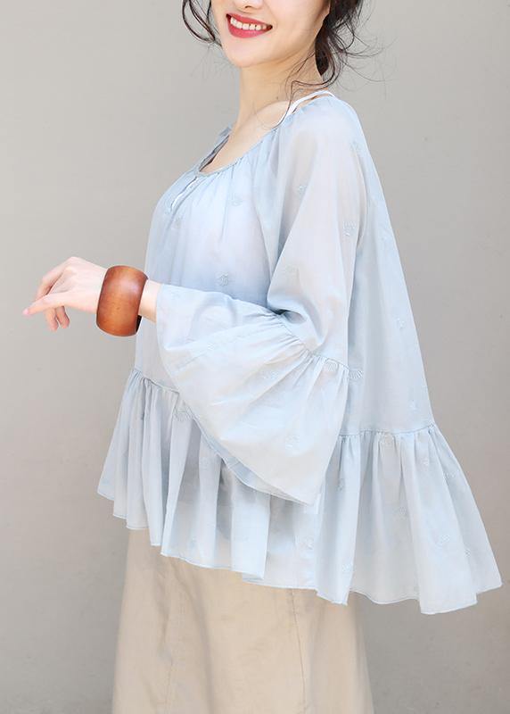 Women cotton Long Shirts boutique Summer Pleated Hem Loose Casual Blouse