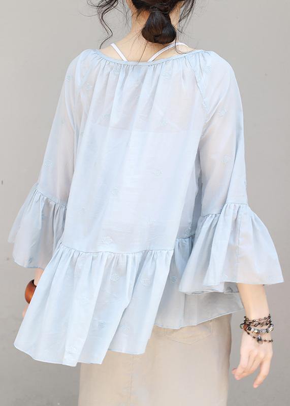 Women cotton Long Shirts boutique Summer Pleated Hem Loose Casual Blouse