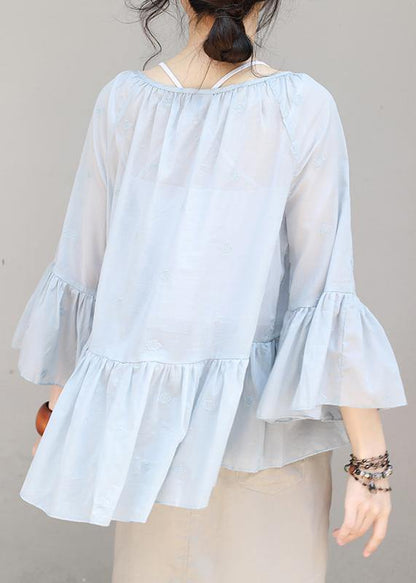 Women cotton Long Shirts boutique Summer Pleated Hem Loose Casual Blouse