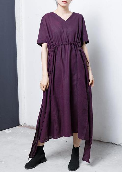 Cotton Tunics Fine Lacing and Drawstring Color Dress
