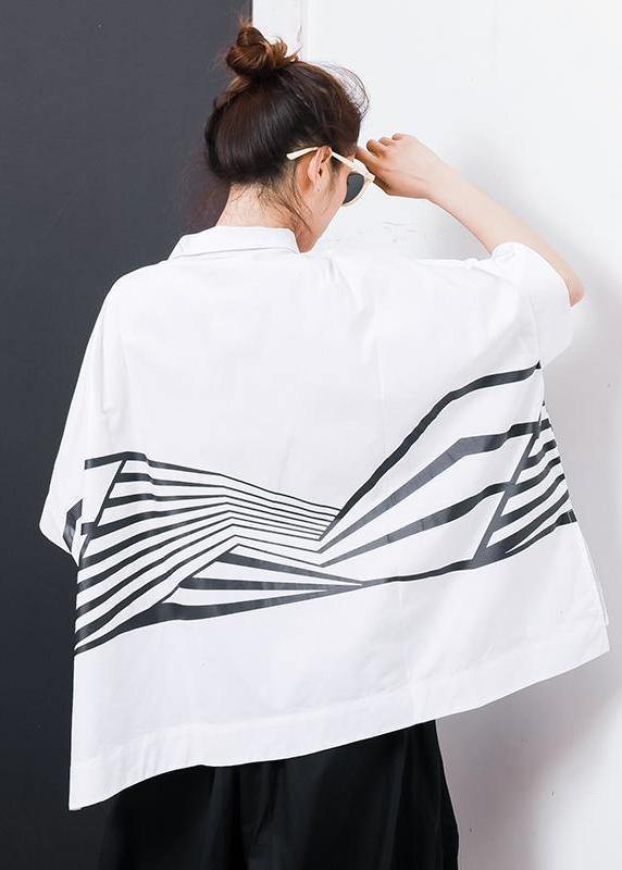 Cotton Box Top Irregular Stripes High Low Hem T-shirt