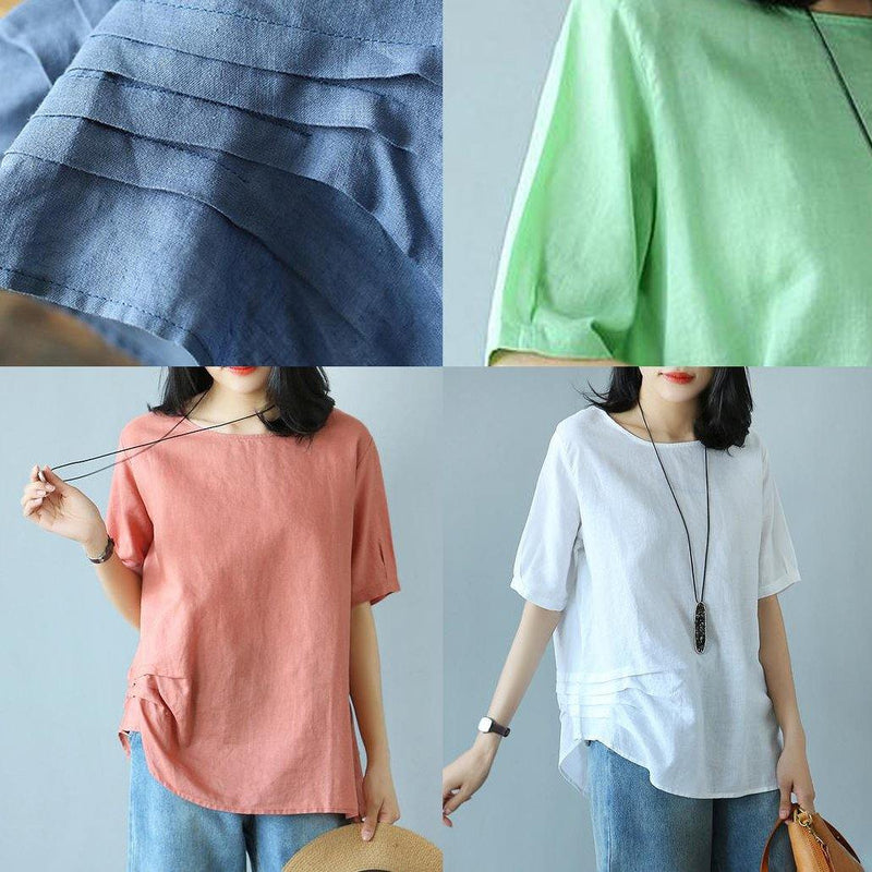 Cotton Shirts Summer Cotton Red Literary Half Sleeve T-shirt