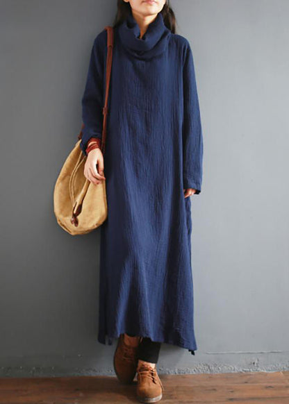Cotton Tunics for Fitted Turtleneck Split Loose Cotton Winter Dress