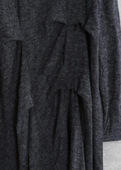Dark Gray Cotton Tunic Dresses Metric Cinched Art Dress