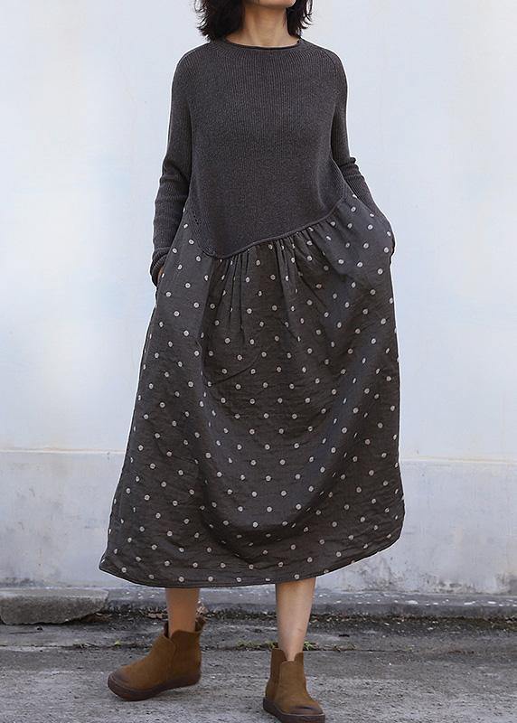 Dark Gray Sweater Dress Outfit Big Hem Diy Patchwork Knit Dresses