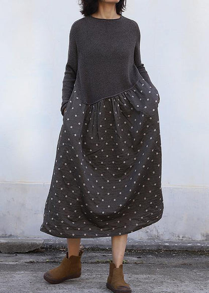 Dark Gray Sweater Dress Outfit Big Hem Diy Patchwork Knit Dresses