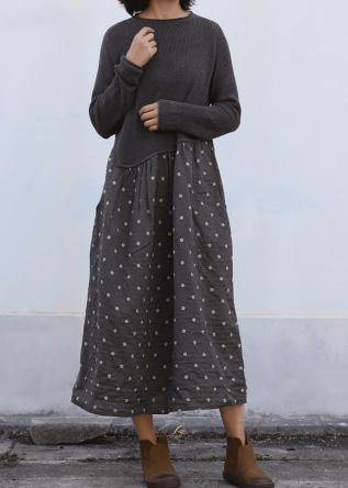 Dark Gray Sweater Dress Outfit Big Hem Diy Patchwork Knit Dresses