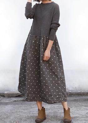 Dark Gray Sweater Dress Outfit Big Hem Diy Patchwork Knit Dresses