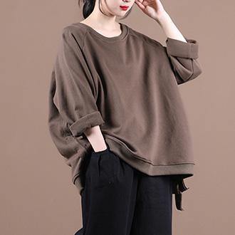 Dark Gray Clothes for O Neck Art Fall Tops