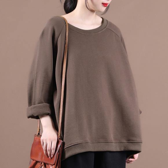 Women dark gray clothes For Women o neck Art fall tops