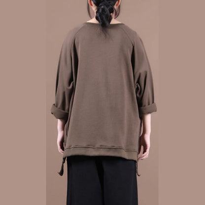 Women dark gray clothes For Women o neck Art fall tops