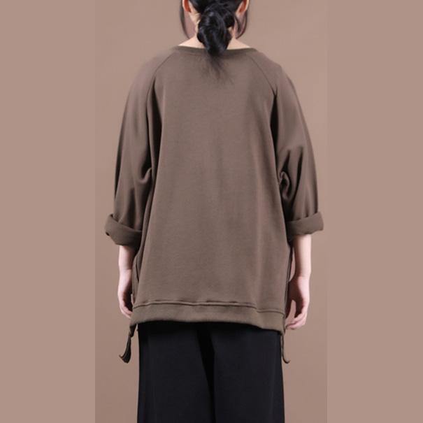 Dark Gray Clothes for O Neck Art Fall Tops