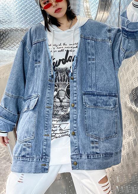 Denim Blue Fine Trench Coat Shape Button Down Outwear