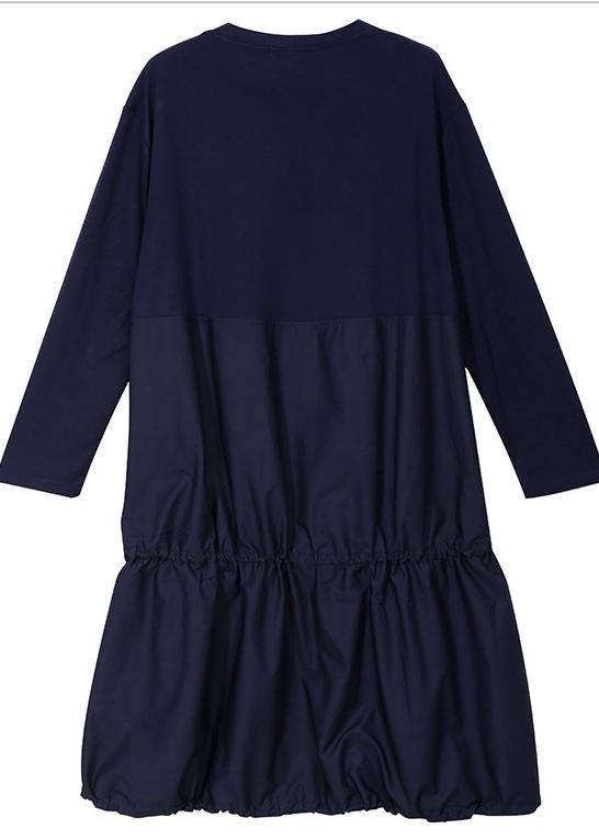 Drawstring Cotton Cartoon Girl Print Clothes Inspiration Blue Maxi Dresses