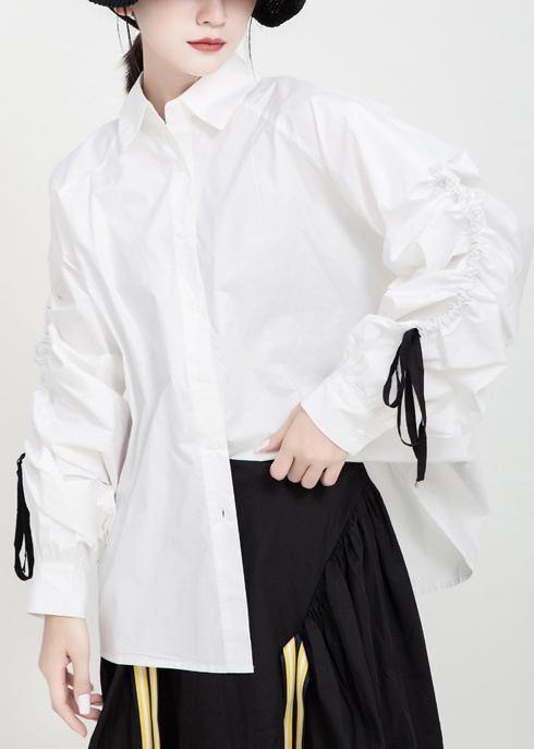 Women drawstring cotton fall clothes Tutorials white shirts