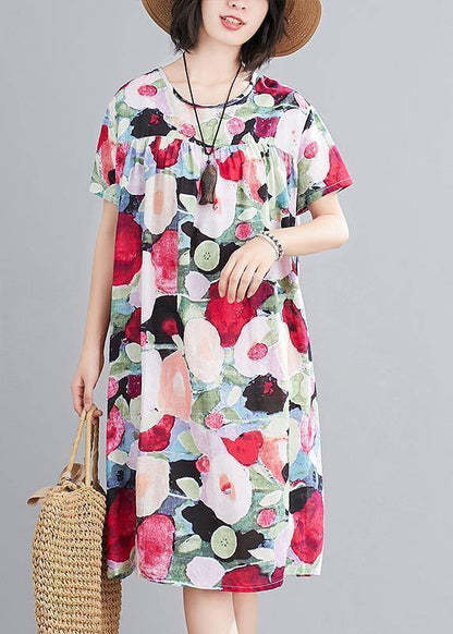 Cotton Wardrobes O Neck Cinched Tunic Summer Dress