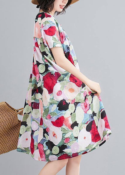 Cotton Wardrobes O Neck Cinched Tunic Summer Dress