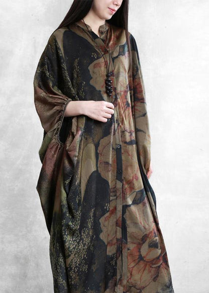 Robes Stand Collar Batwing Sleeve Kaftan Summer Dress