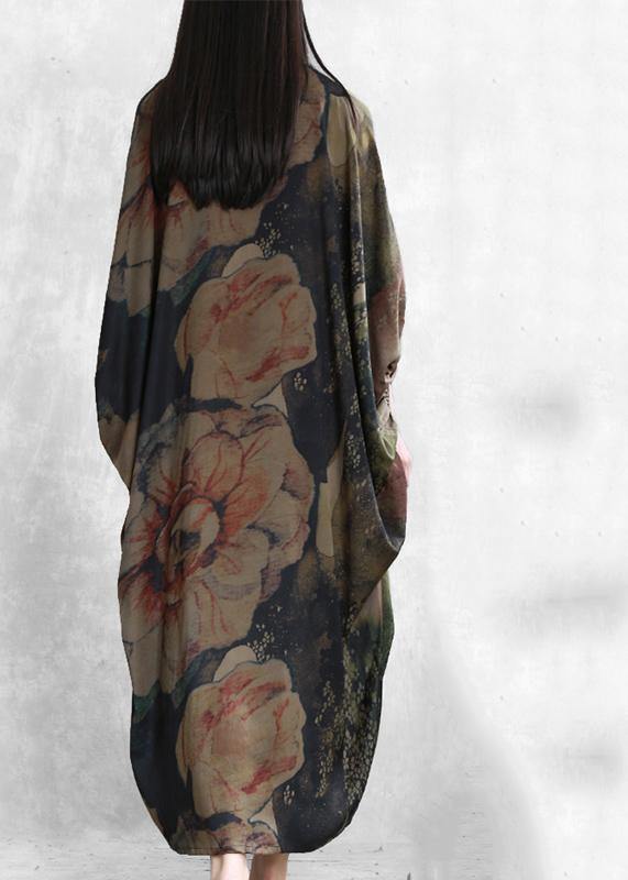Robes Stand Collar Batwing Sleeve Kaftan Summer Dress