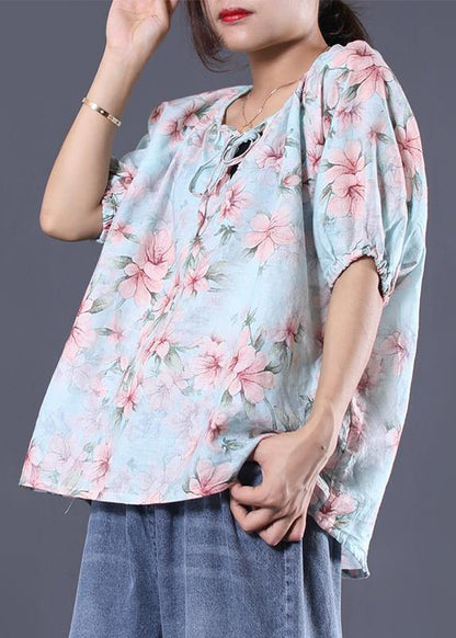 Cotton Linen Tops Blouses Design V Neck Summer Shirt