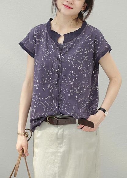 Cotton Tops Stand Collar Silhouette Summer Shirt