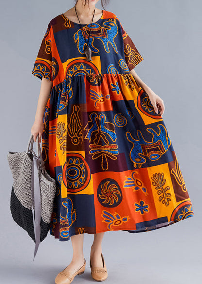 Linen Robes Pakistani Wardrobes O Neck Cinched Art Summer Dresses
