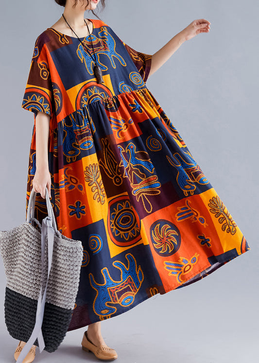 Linen Robes Pakistani Wardrobes O Neck Cinched Art Summer Dresses