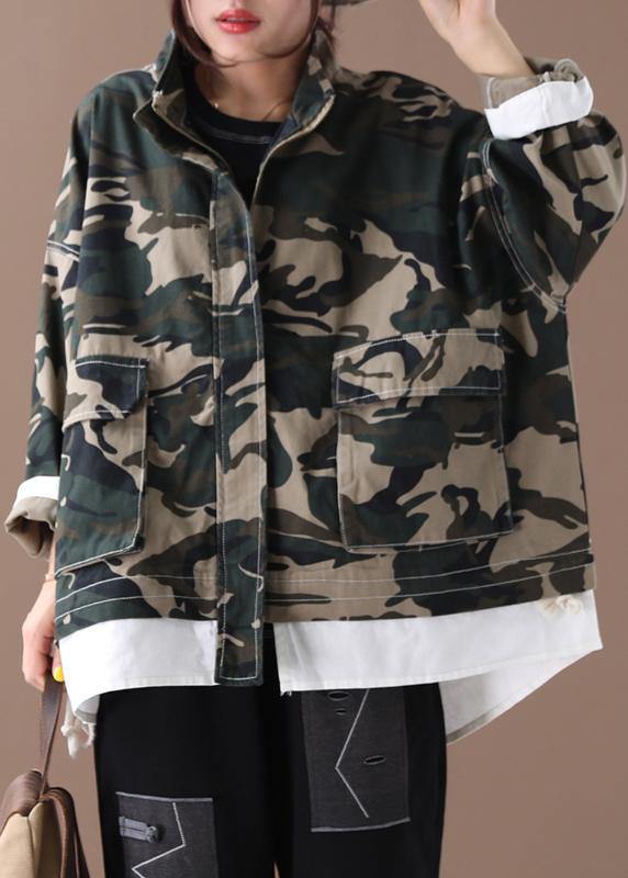 Fine Tunics Stand Collar False Two Pieces Outwear