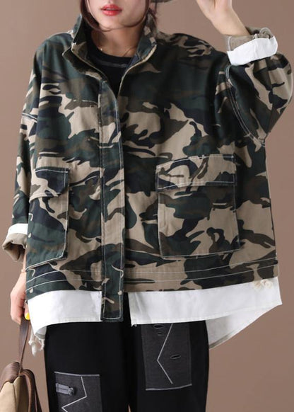 Fine Tunics Stand Collar False Two Pieces Outwear