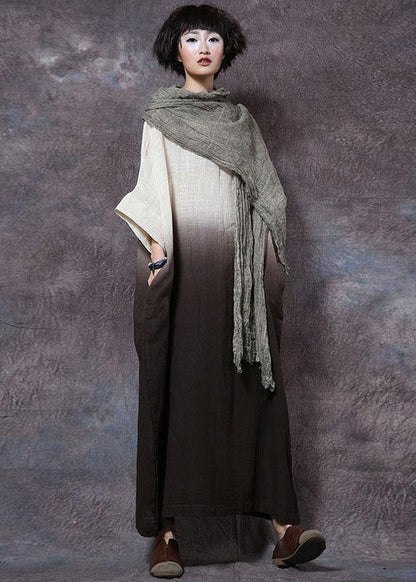 Gradient Color Linen Robes Tunic Tops Chocolate Dress Summer