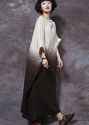 Gradient Color Linen Robes Tunic Tops Chocolate Dress Summer