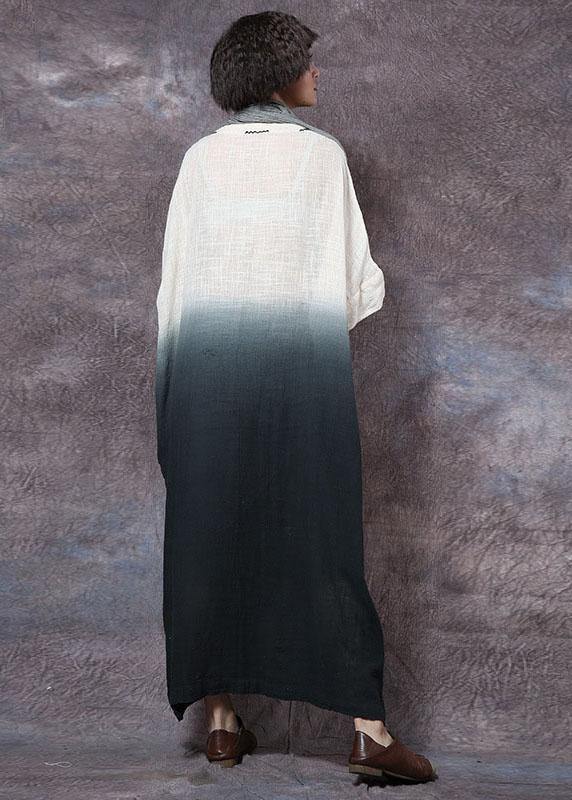 Gradient Color Linen Robes Tunic Tops Chocolate Dress Summer