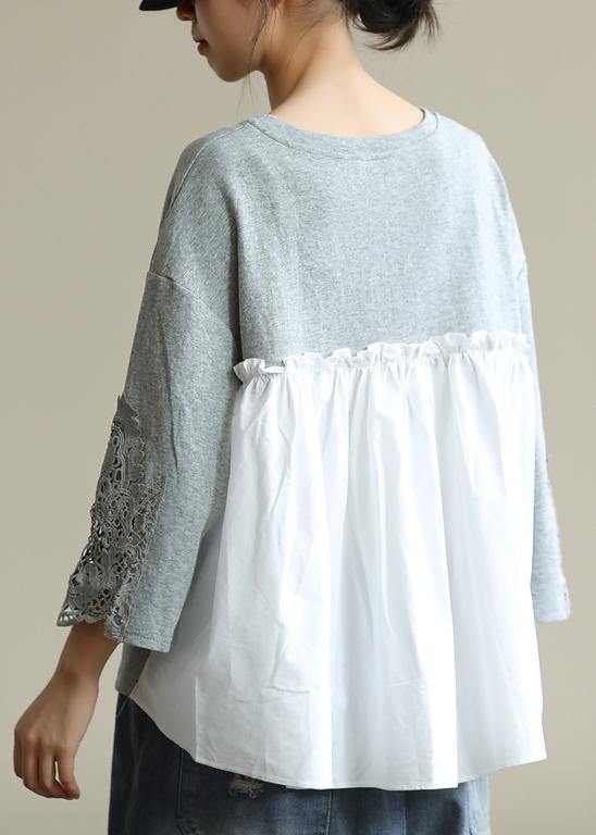 Women gray clothes For Women o neck patchwork box fall blouses