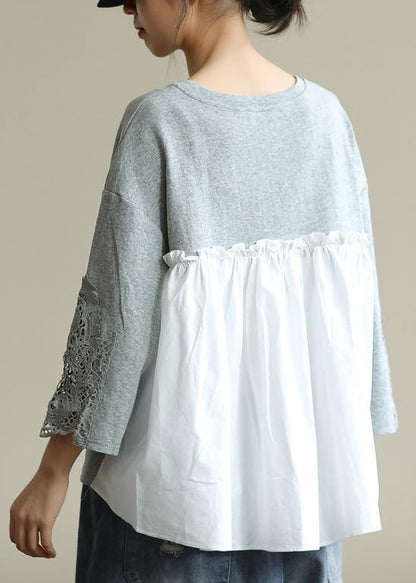 Women gray clothes For Women o neck patchwork box fall blouses
