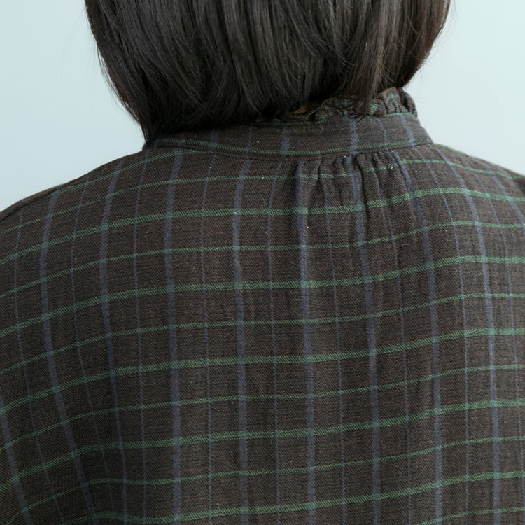 Green Plaid Cotton Tunics for 18th Century Fabrics Cotton Spring Ruffled Shirt Dress