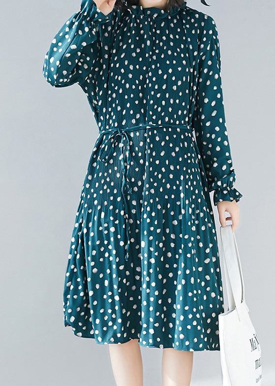Green Chiffon Kaftans Fabrics Cinched a Line Summer Dress