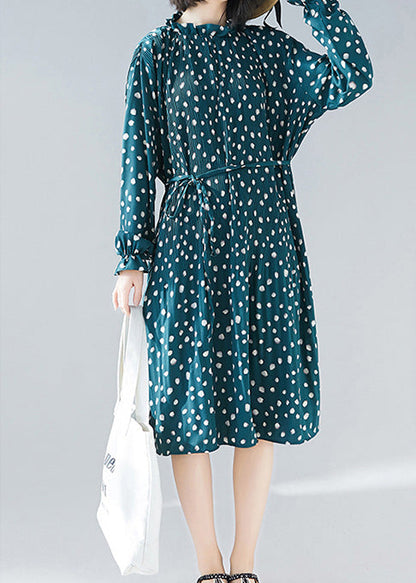 Green Chiffon Kaftans Fabrics Cinched a Line Summer Dress