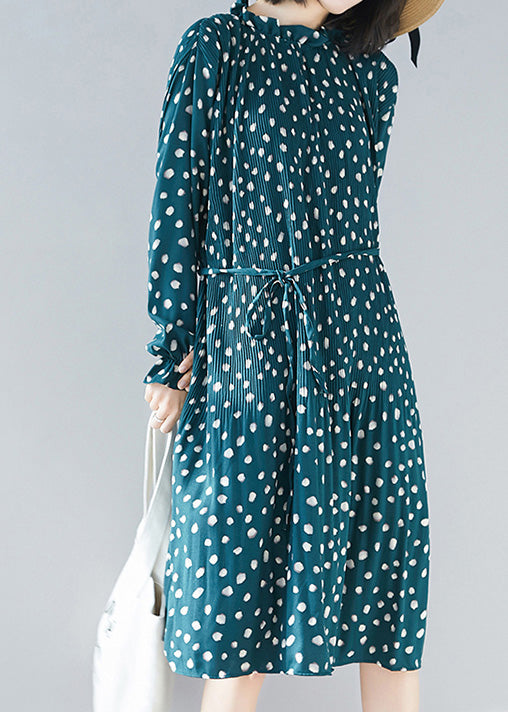 Green Chiffon Kaftans Fabrics Cinched a Line Summer Dress