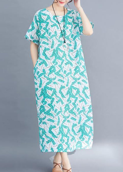Green Cotton Dresses Fabrics Prints Maxi Summer Dresses