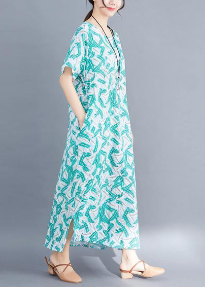 Green Cotton Dresses Fabrics Prints Maxi Summer Dresses